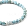 Natural Larimar/Pectolite Round Beaded Stretch Bracelet BJEW-A120-01A-3