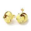 Real 18K Gold Plated Iron Enamel Stud Earrings for Women EJEW-M251-09G-01-2