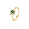 Flat Round Glass Adjustable Ring with Cubic Zirconia LS-RJEW-S049-009G-3