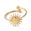 Ion Plating(IP) 304 Stainless Steel Sun Open Cuff Rings for Women LS-RJEW-M167-09C-G-2