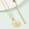 Flat Round with Bee Brass Micro Pave Cubic Zirconia Pendant Neckalces for Women NJEW-C076-12G-1