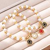 201 Stainless Steel Round Beaded Stretch Bracelets BJEW-C090-03G-G-1