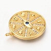 Brass Micro Pave Clear & Blue Cubic Zirconia Charms ZIRC-O036-09G-3
