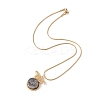 Natural Quartz Snake with Flat Round Pendant Necklace with 304 Stainless Steel Snake Chain NJEW-K244-12G-3