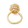 Round Brass Micro Pave Clear Cubic Zirconia Open Cuff Rings for Women RJEW-A046-17G-3