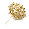 Rack Plating Brass Pave Clear Cubic Zirconia Flower Brooches KK-S391-04G-2