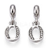 Platinum Rack Plating Alloy Rhinestone European Dangle Charms PALLOY-T048-36P-O-1
