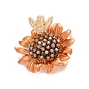 Sunflower and Bee Crystal Rhinestone Badge LS-JEWB-E013-01RG-3