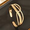 304 Stainless Steel Cuff Bangles for Women BJEW-B120-07G-02-1