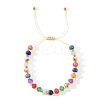 Natural Mixed Stone Rondelle Braided Bracelets for Women FG7638-1