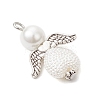 Glass Pearl Round Beads & ABS Plastic Imitation Pearl Beads Pendants PALLOY-JF04094-02-3