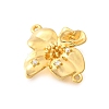 Brass Clear Cubic Zirconia Flower Connector Charms KK-B131-06G-2
