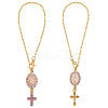 2Pcs 2 Colors Alloy Enamel with Rhinestone Pendant Decorations HJEW-DR00209-1