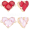 4Pcs 2 Colors Brass Pave Cubic Zirconia Connector Charms KK-BBC0018-42G-1