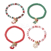 4Pcs Christmas Theme Handmade Polymer Clay Beads Stretch Bracelet Sets BJEW-JB12111-2