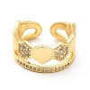 Clear Cubic Zirconia Hexagon Open Cuff Ring KK-H439-27G-2
