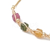 Natural Multicolor Tourmaline Cube Beads Slider Bracelets BJEW-JB13345-01-3