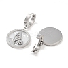 Left and Right Flat Round with Butterfly 304 Stainless Steel Shell Dangle Earrings EJEW-L283-071P-2