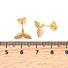 Fishtail Brass Micro Pave Clear Cubic Zirconia Stud Earrings EJEW-A135-15G-5
