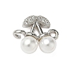 Brass Micro Pave Cubic Zirconia & ABS Plastic Imitation Pearl White Cherry Connector Charms KK-I276-56P-01-1