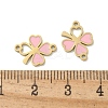 304 Stainless Steel Pink Enamel Shamrock Connector Charms STAS-I322-62G-3