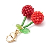 Cherry Glass Seed Beads Pendant Decorations HJEW-MZ00126-4
