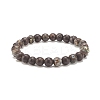 Round Natural Agate Stretch Beaded Bracelets BJEW-JB08196-03-1