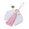 Angel Wood & Cotton Threads Pendant Decoration HJEW-JM02406-02-3