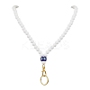 Round Silicone & Resin Evil Eye Beads Name Card Necklace Lanyard NJEW-JN05095-02-1
