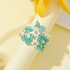 4Pcs 4 Style Glass Seed Beaded Stretch Finger Rings RJEW-JR00661-01-3