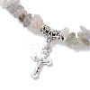 3Pcs Natural Mixed Gemstone Chip Beaded Stretch Bracelets BJEW-JB12316-5