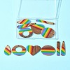 12Pcs 6 Styles Pride Rainbow Theme Resin & Walnut Wood Pendants WOOD-FS0001-32-9