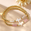 2Pcs Brass & Imitation & Natural White Jade & Rose Quartz Beads Stretch Bracelet Set for Women SD2204-2-1