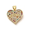 Rack Plating Brass Micro Pave Cubic Zirconia Pendants KK-L226-001G-09-1