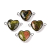 Natural Unakite Love Heart Pendants G-T138-205L-P-1