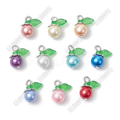 100Pcs 10 Colors Glass Charms PALLOY-HY00113-1