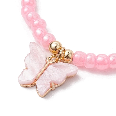 Butterfly Alloy Acrylic Charm Bracelets BJEW-JB10487-02-1
