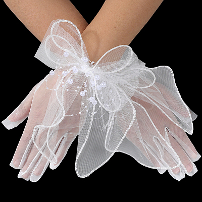 Polyester Bride's Lace Gloves AJEW-WH20120-23D-1