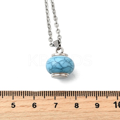 Synthetic Turquoise Rondelle Pendant Urn Ashes Necklaces NJEW-K393-01P-1