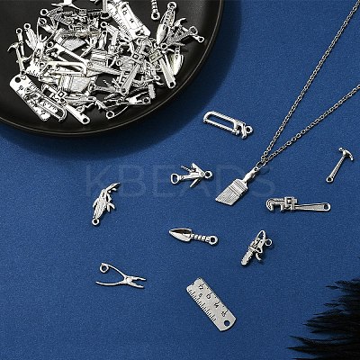 50Pcs 10 Styles Tibetan Style Alloy Pendants FIND-YW0007-18-1