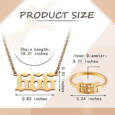 Number Pendant Necklace & Open Cuff Ring JX200A-1