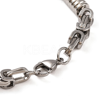 Tarnish Resistant 201 Stainless Steel Column Byzantine Chain Bracelets BJEW-B078-72P-1