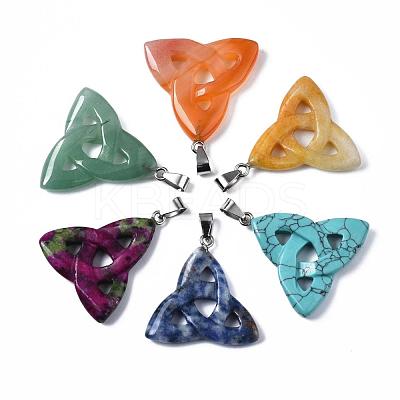 Triangle Knot Natural & Synthetic Mixed Stone Pendants with Brass Clasps G-R220-09-1