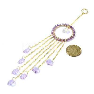 Glass Star Pendant Decorations HJEW-JM01113-05-1