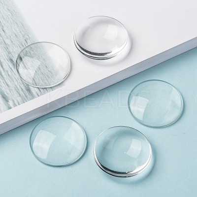 Transparent Glass Cabochons X-GGLA-R026-35mm-1