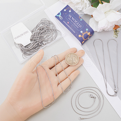 12Pcs 304 Stainless Steel Round Snake Chain Necklaces Set NJEW-SC0001-11-1