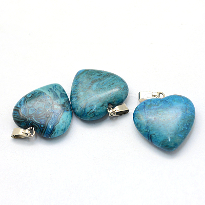 Dyed Heart Natural Gemstone Pendants X-G-Q438-05-1