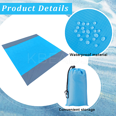 Square Waterproof Polyester Picnic Mat with 4 Stakes AJEW-WH20080-37A-1