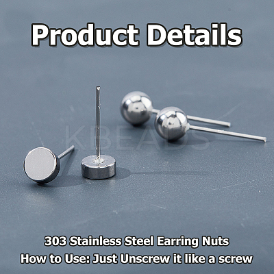 40Pcs 4 Styles 303 Stainless Steel Earring Nuts STAS-HS0001-58P-1