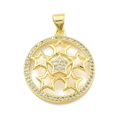 Rack Plating Brass Micro Pave Cubic Zirconia Pendants KK-D359-36G-1